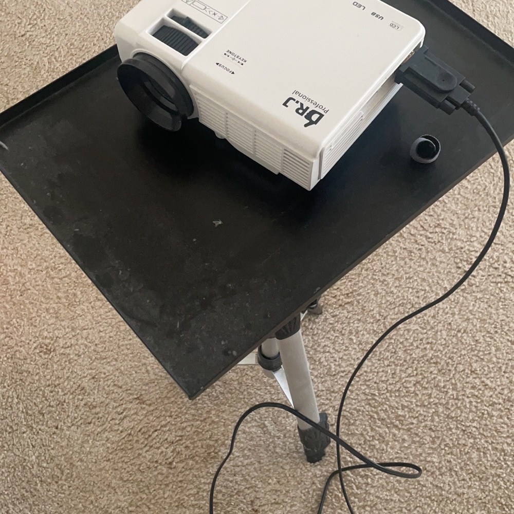dr.j (2018 upgraded) 4inch mini projector, gifted stand table in the pictures